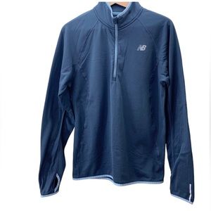 NEW BALANCE BLUE HALF ZIPPER ATHLETIC FLEECE PULLOVER SZ MEDIUM
